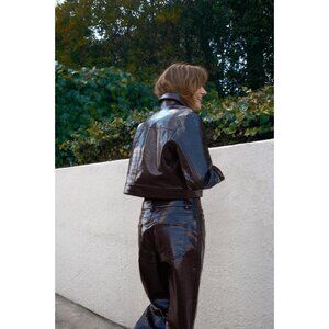 ZARA SHORT ANIMAL EMBOSSED FAUX LEATHER JACKET